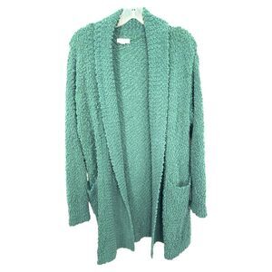 Oddy Plus Size 2X Sweater Popcorn Knit Long Cardigan Open Green‎ Textured A